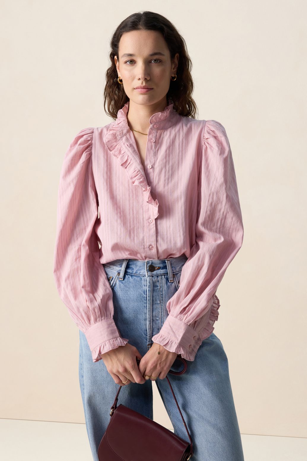 Blouse avec lurex - rose