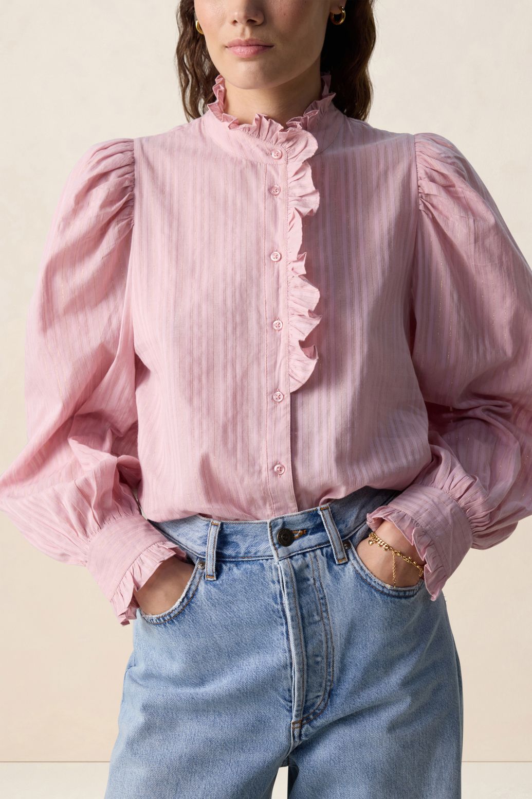 Blouse avec lurex - rose