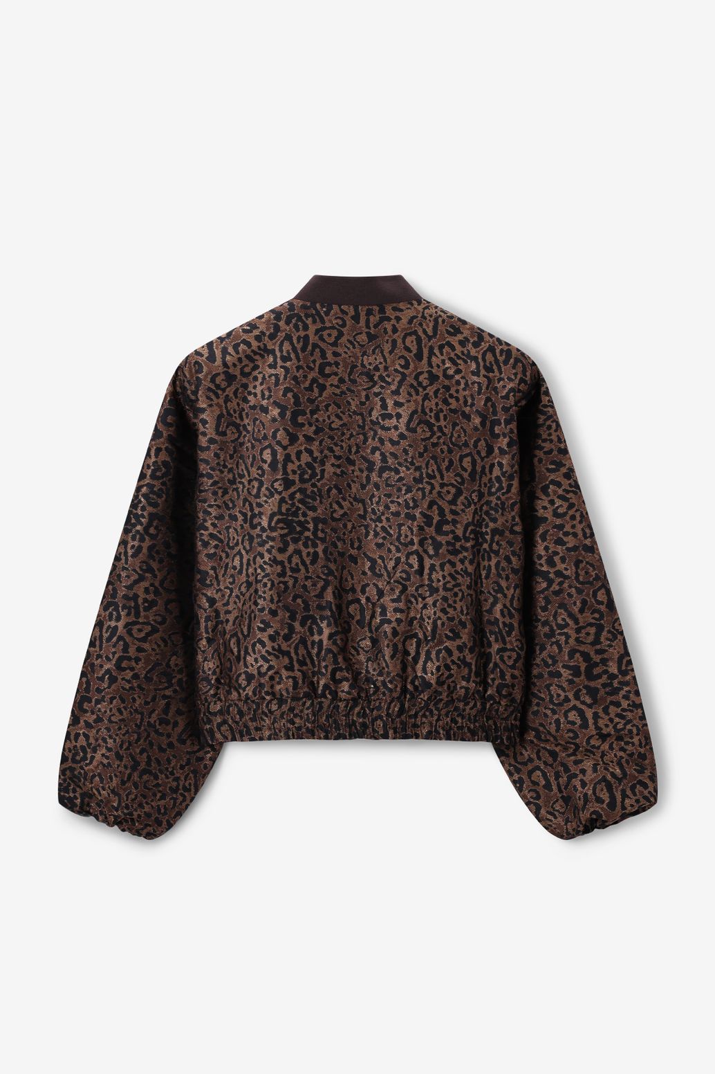 Donkerbruin bomber jack met leopard print