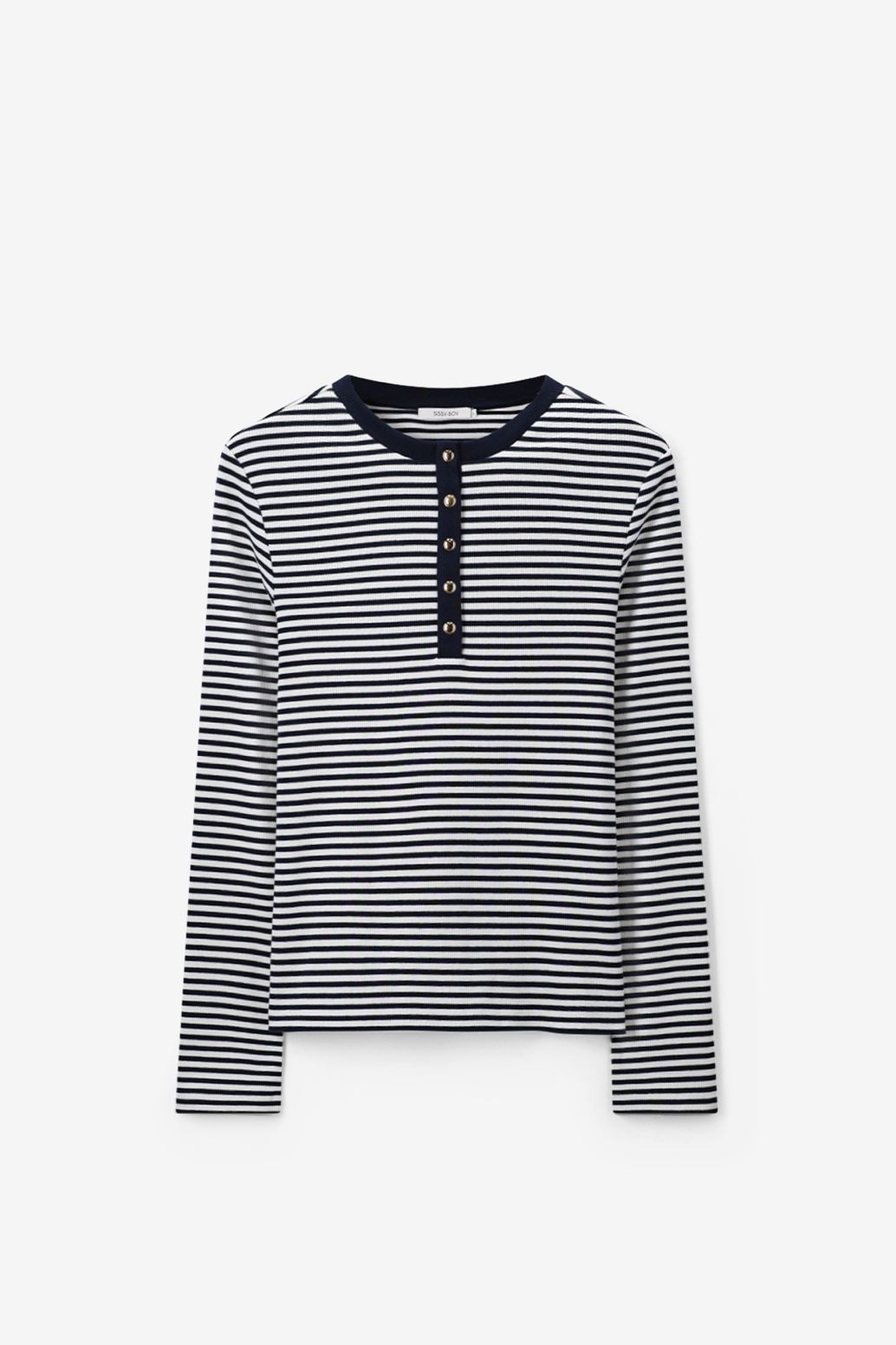 T-shirt manches longues à rayures - bleu foncé