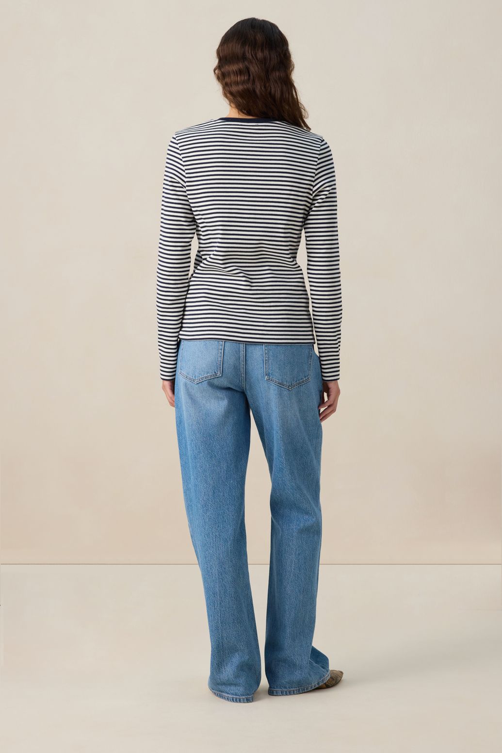 T-shirt manches longues à rayures - bleu foncé