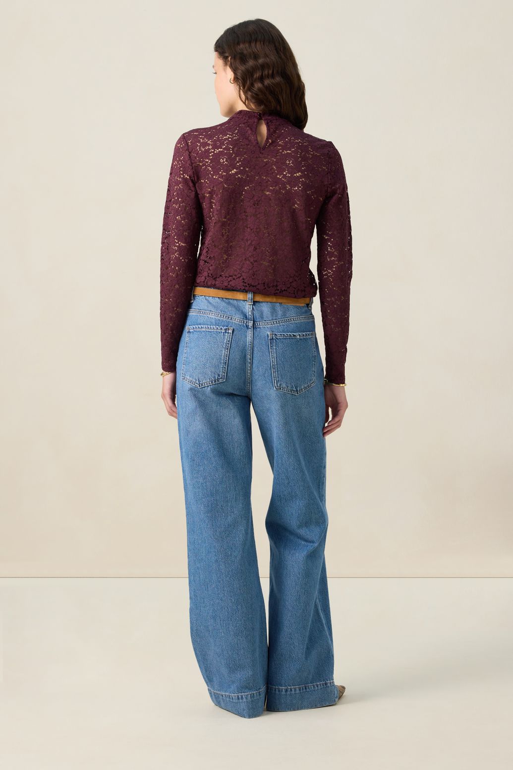 Top en dentelle - rouge foncé