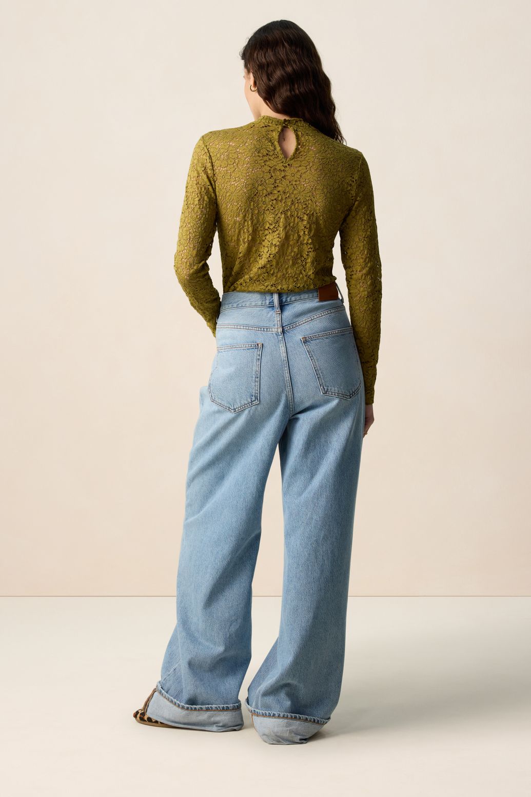 Donkergroene kanten top