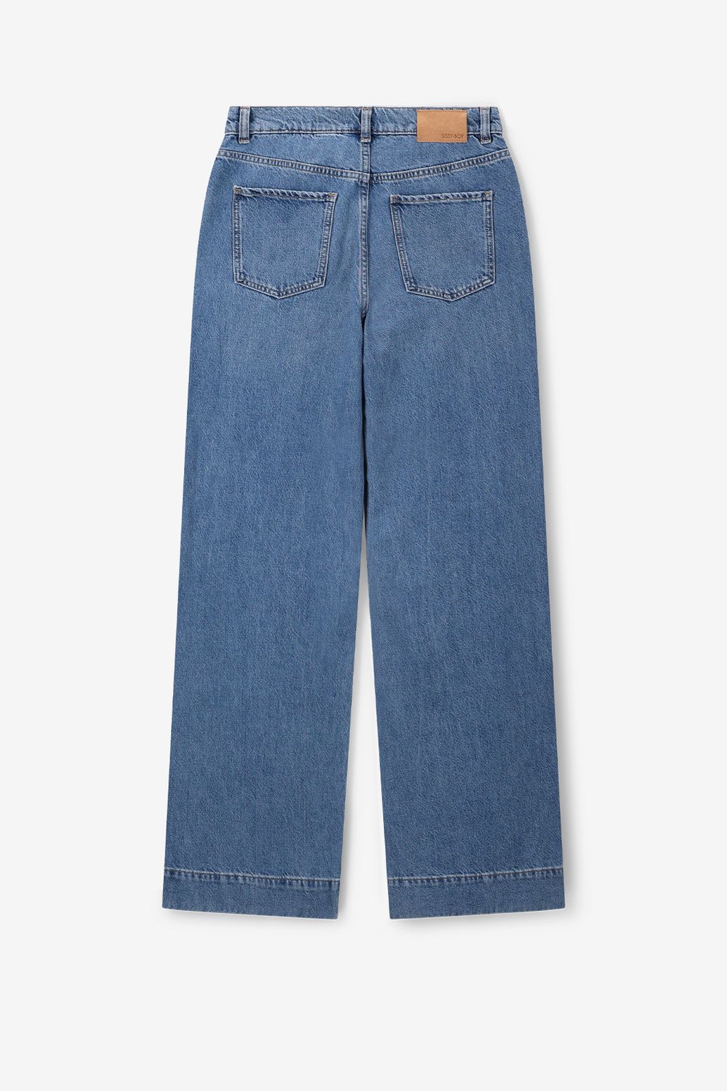 High Waist Flared Jeans mit aufgenähten Taschen - blau