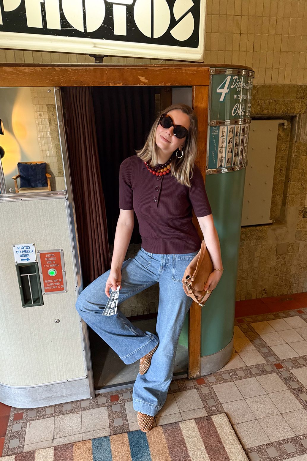 High Waist Flared Jeans mit aufgenähten Taschen - blau