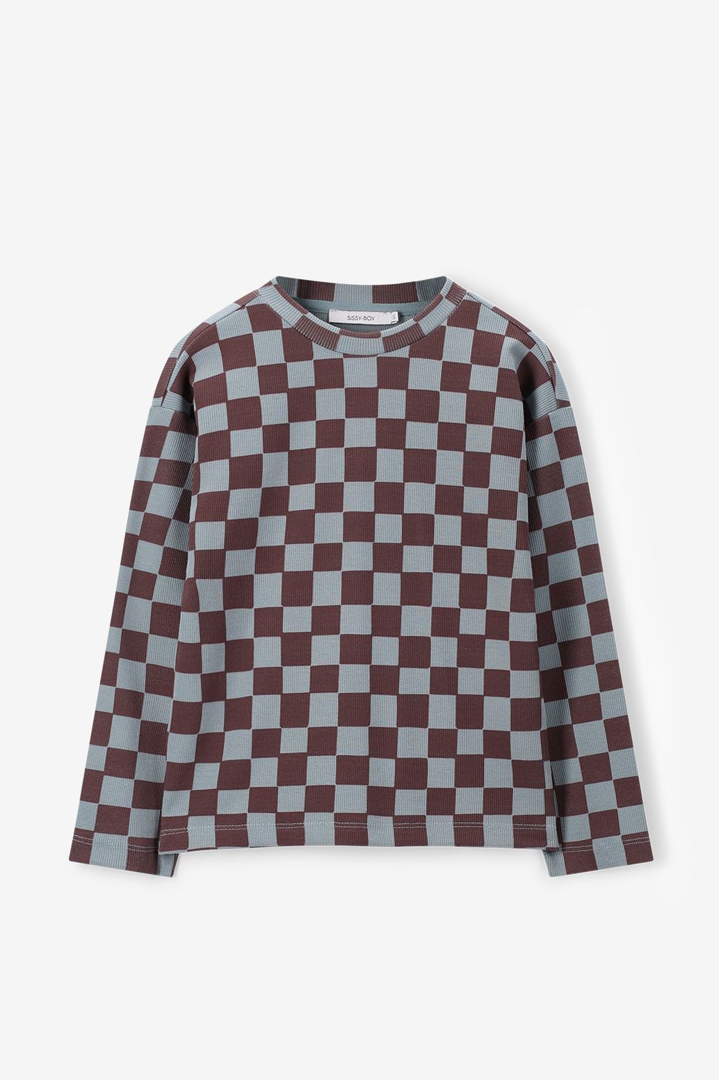 Langarmshirt mit Blockmuster - hellblau