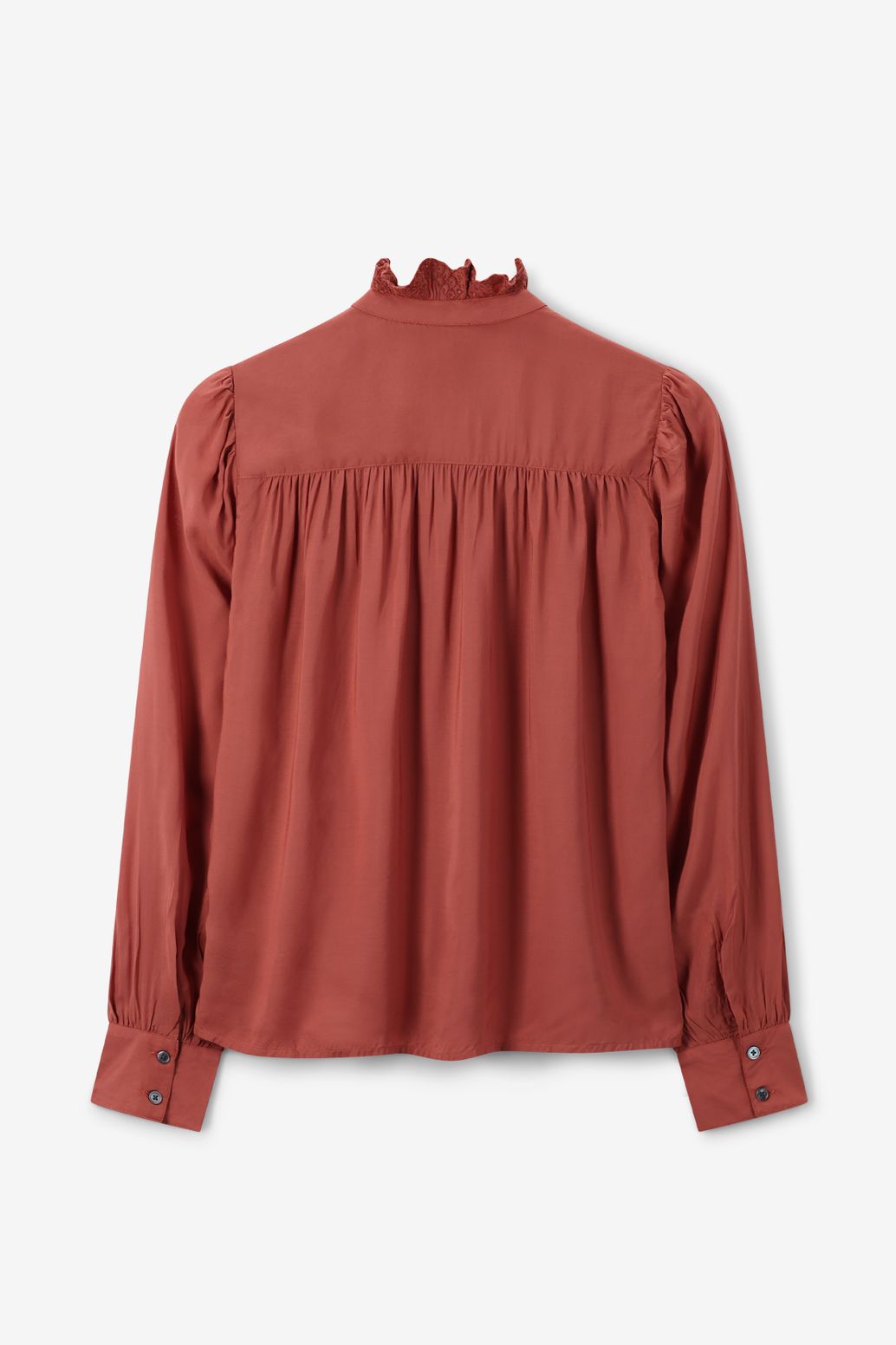 Rode blouse met pofmouwen