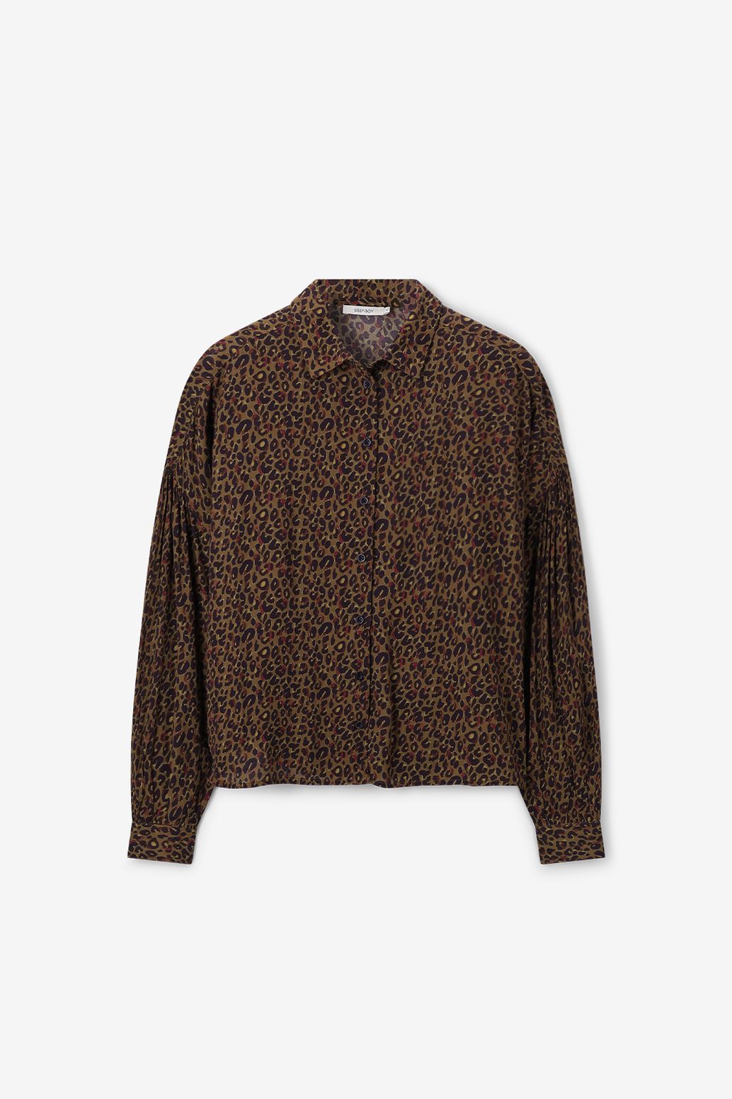 Donkergoene blouse met leopard print