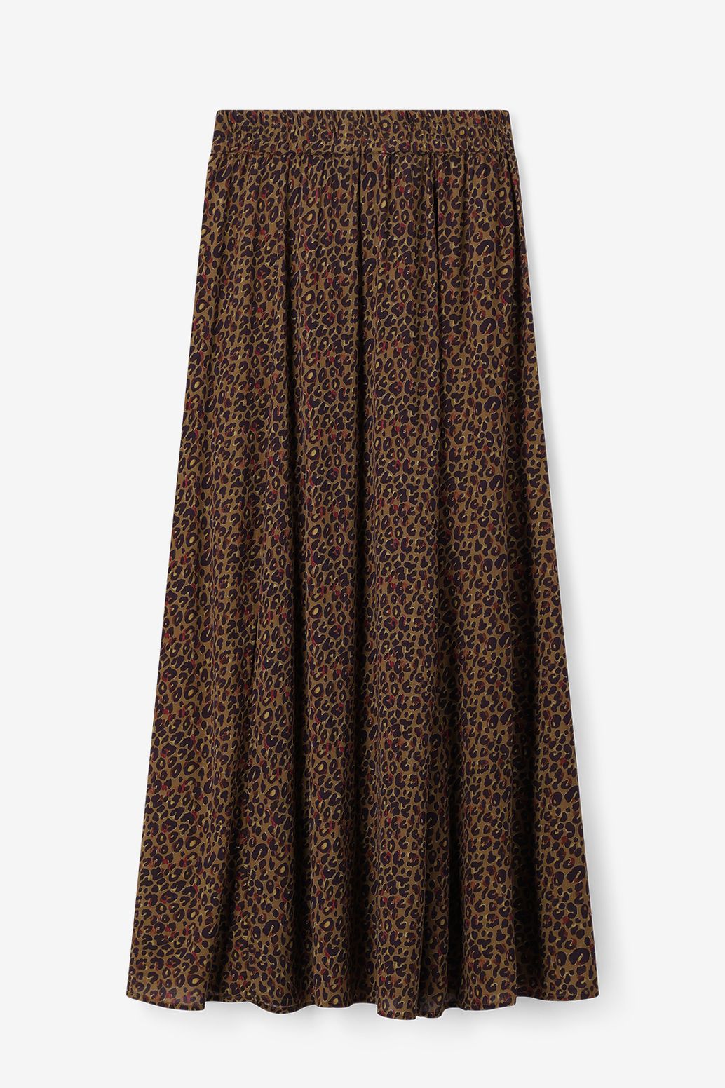 Donkergroene maxi rok met leopard print