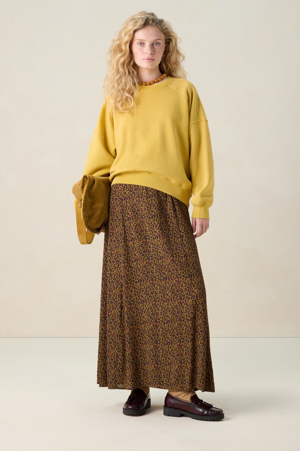 Donkergroene maxi rok met leopard print