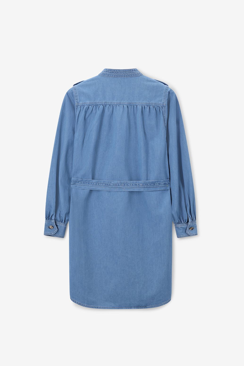 Blauwe denim midi jurk