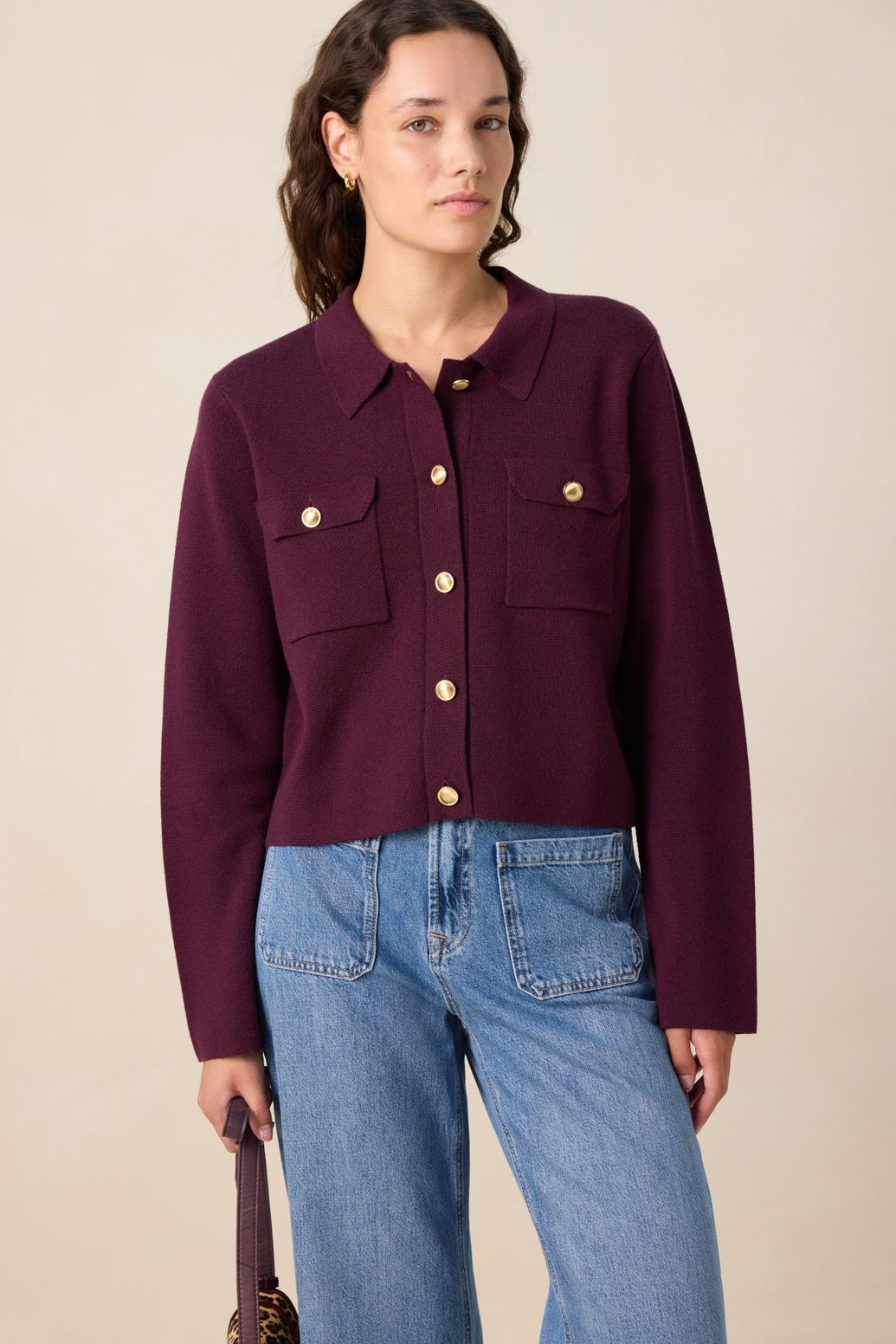 Gilet avec boutons - rouge foncé