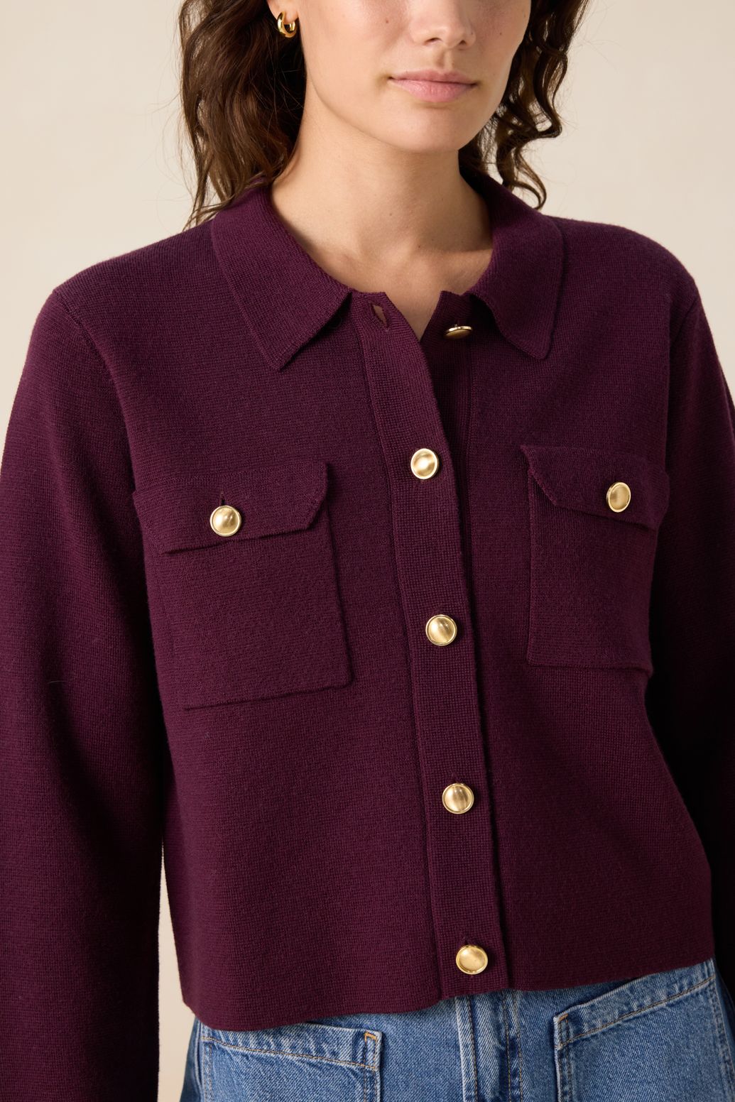 Gilet avec boutons - rouge foncé