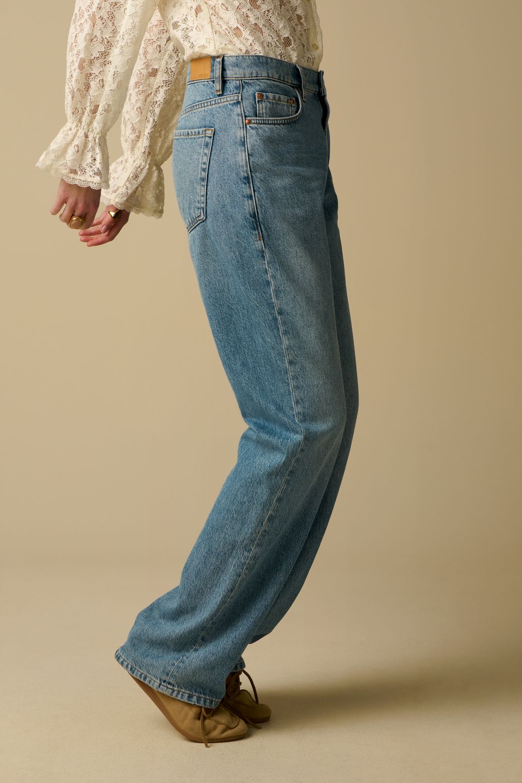 Blauwe high waist flared jeans