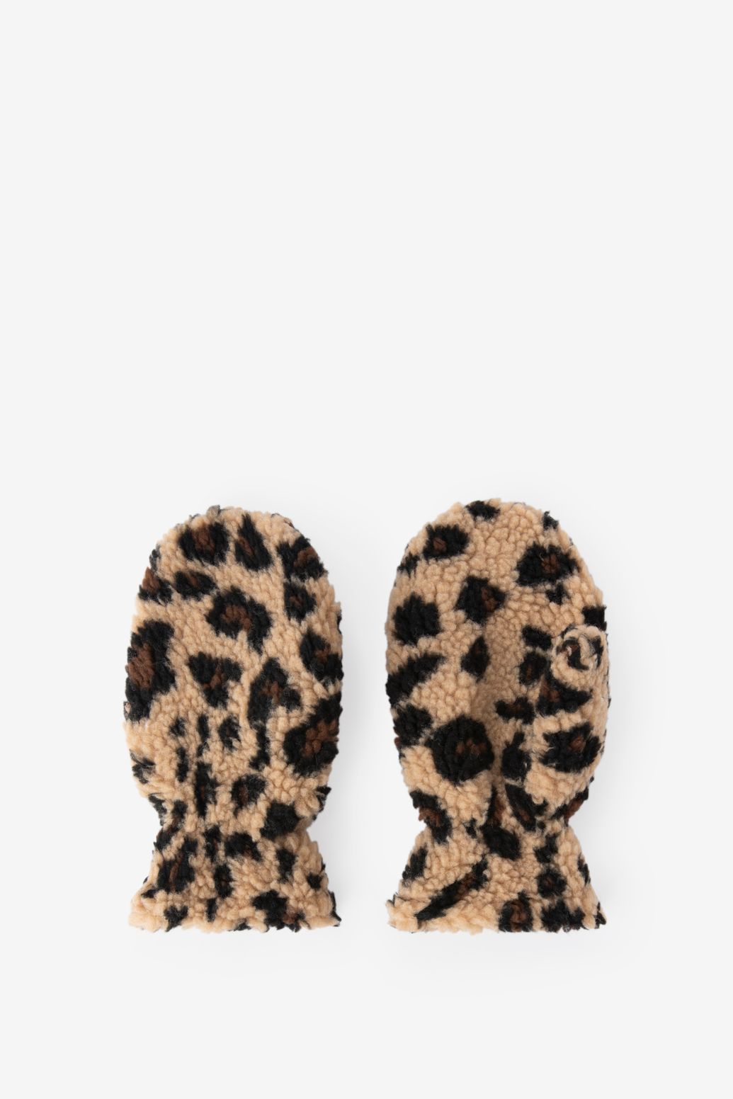 Bruine teddy wanten met leopard print