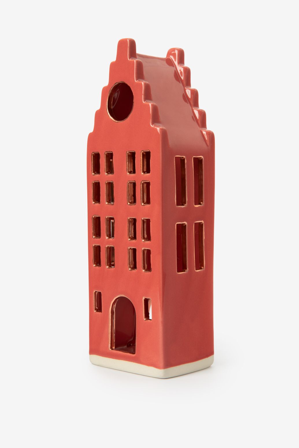 Rood waxinelichthouder huisje met trapgevel