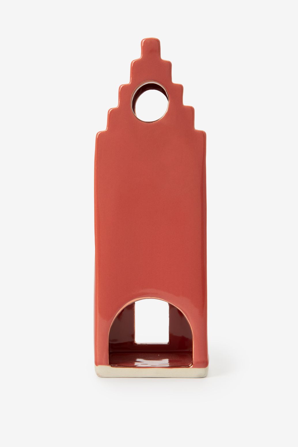 Rood waxinelichthouder huisje met trapgevel