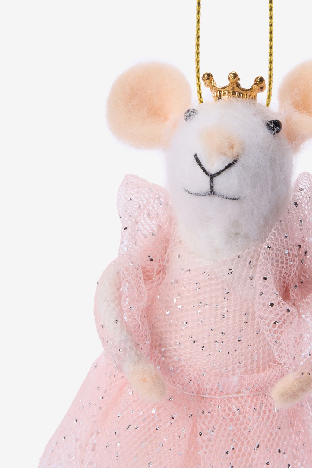Suspension de Noël avec souris princesse - blanc