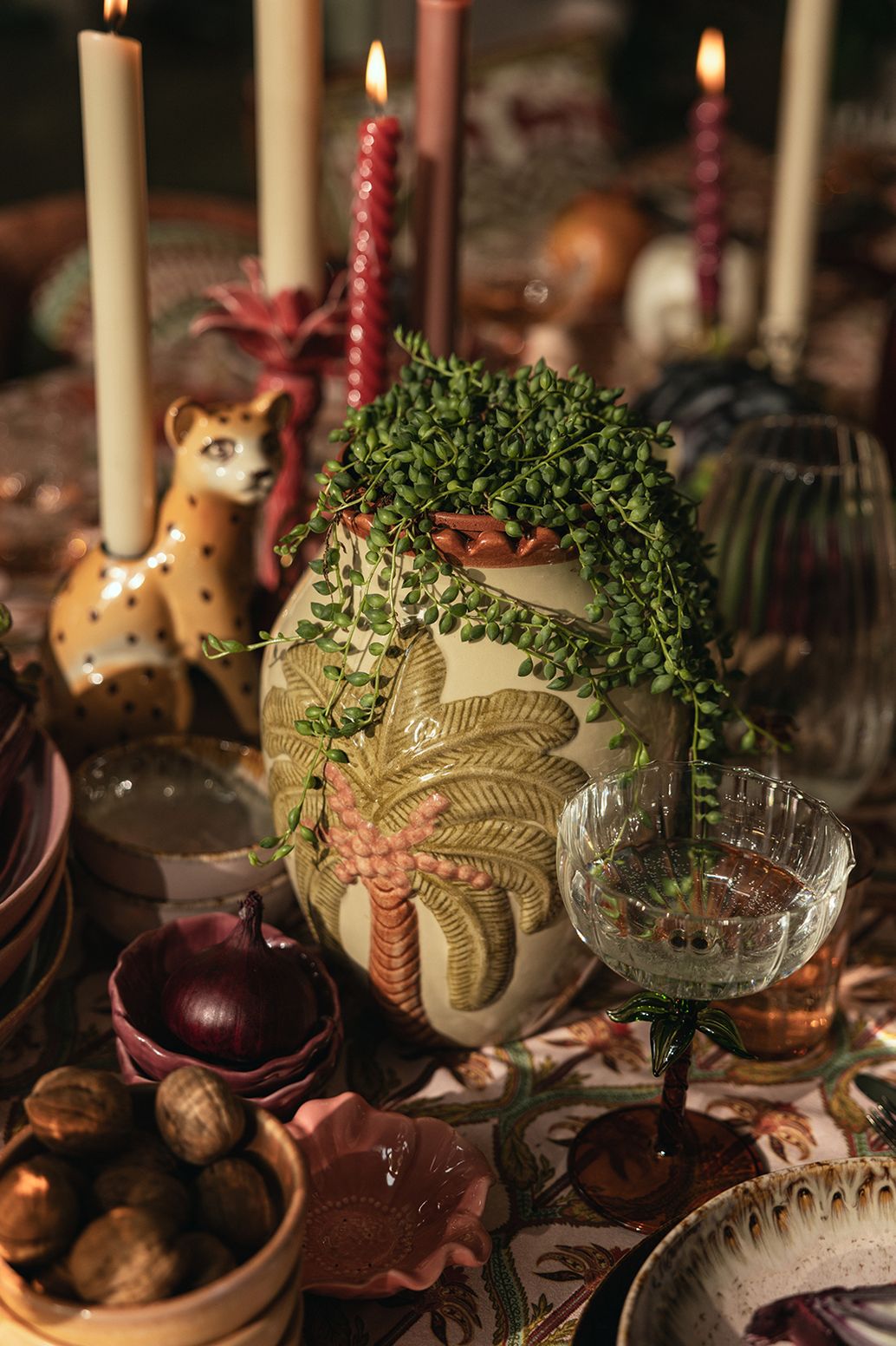 Beige vaas met palmboom