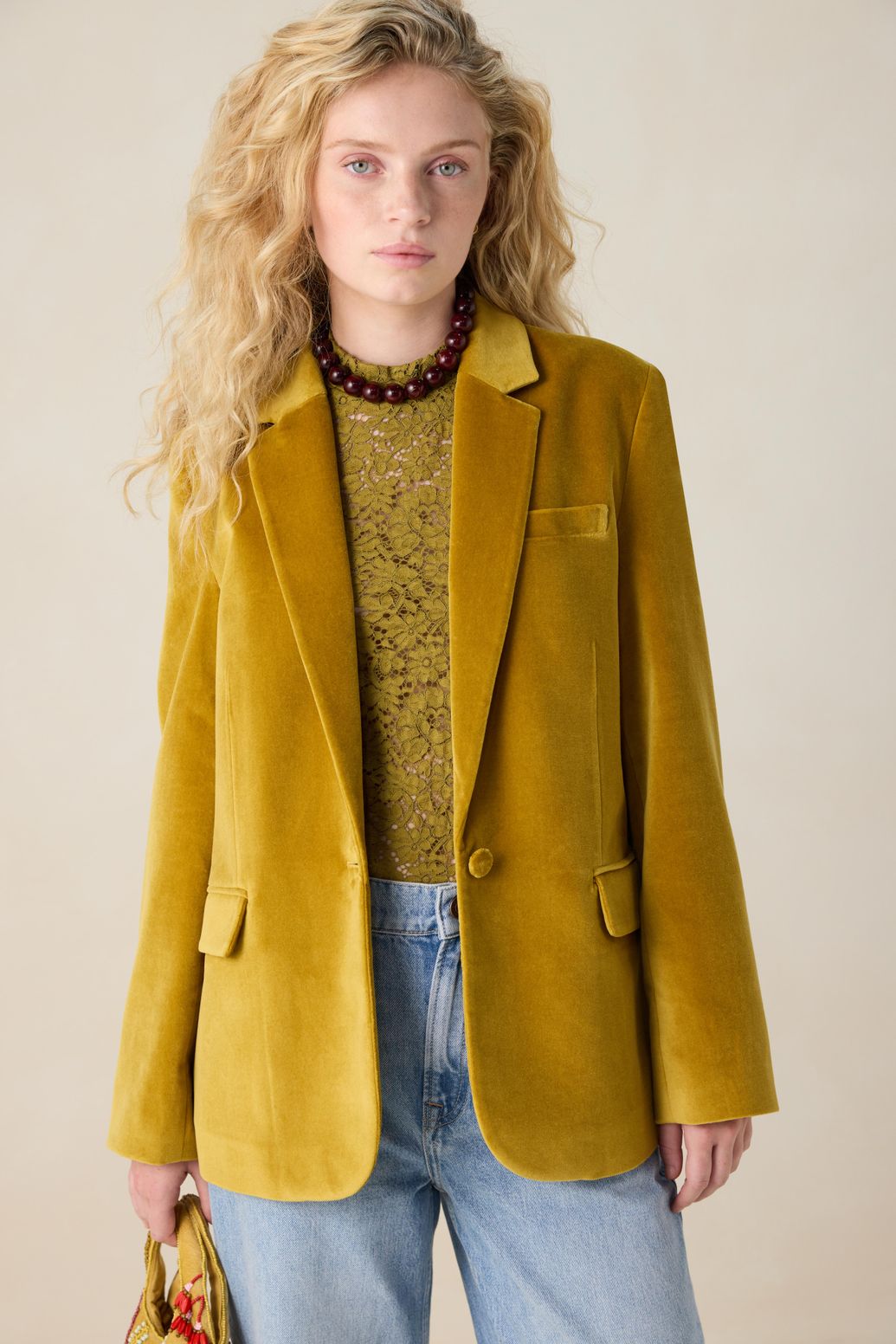 Blazer en velours - jaune foncé
