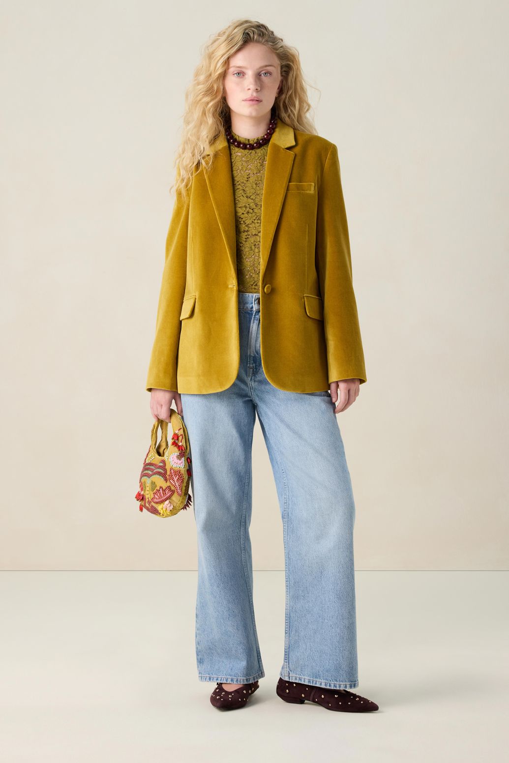 Blazer en velours - jaune foncé