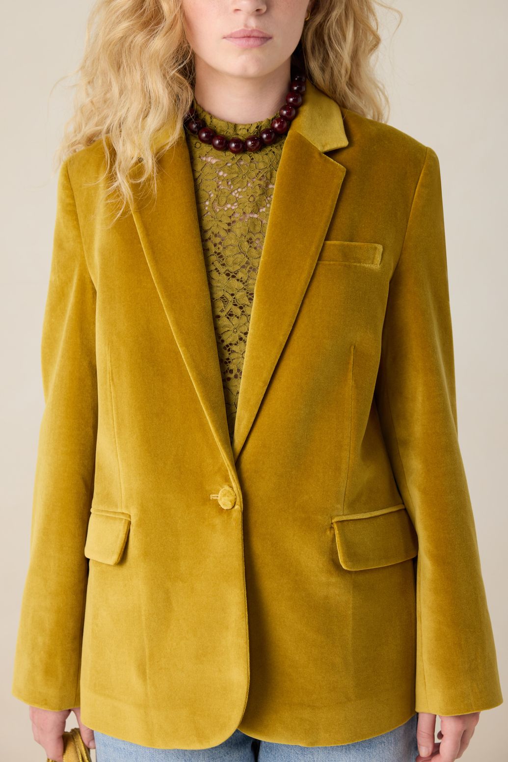 Samt-Blazer - senfgelb