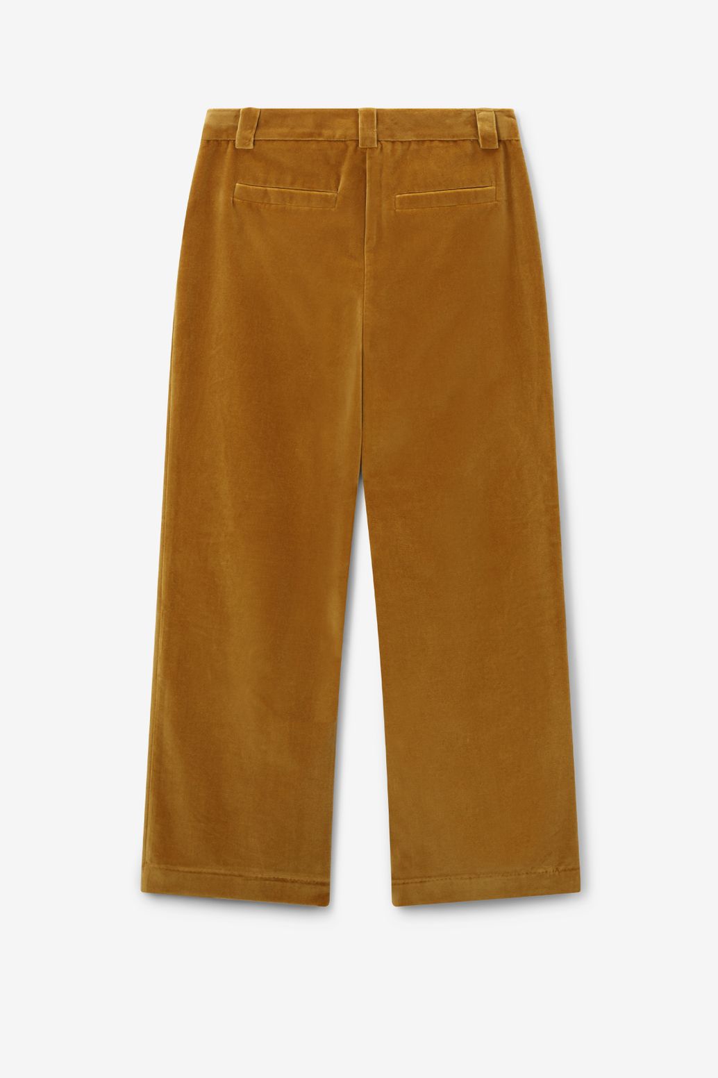 Donkergele velvet cropped broek