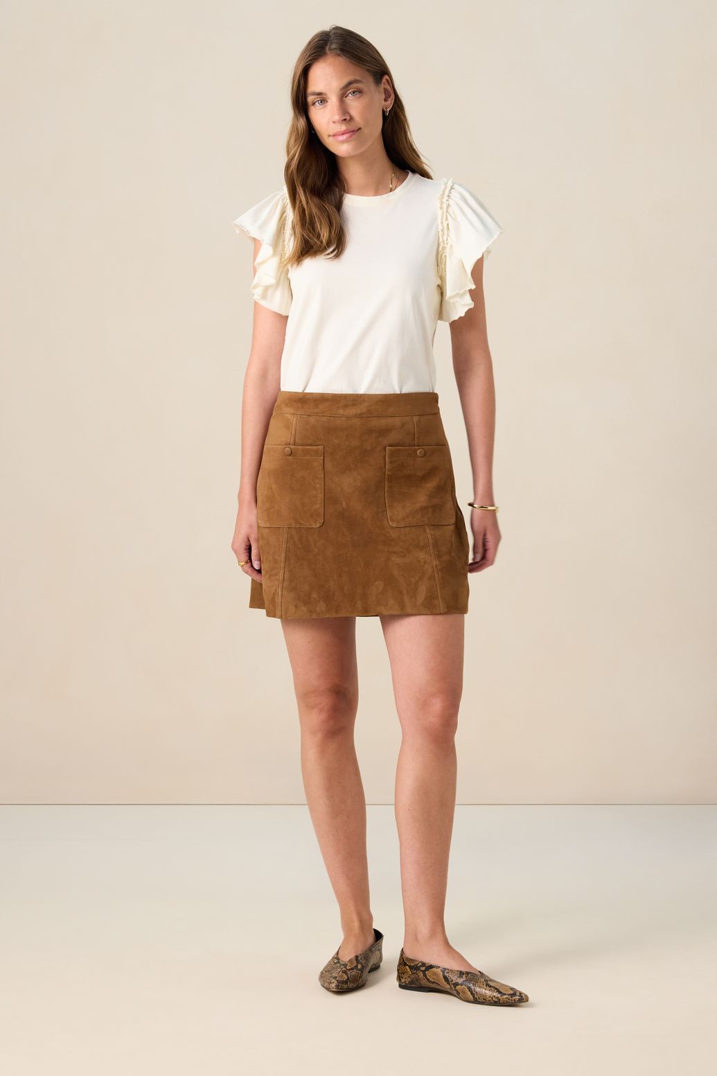 T-shirt avec volants - blanc