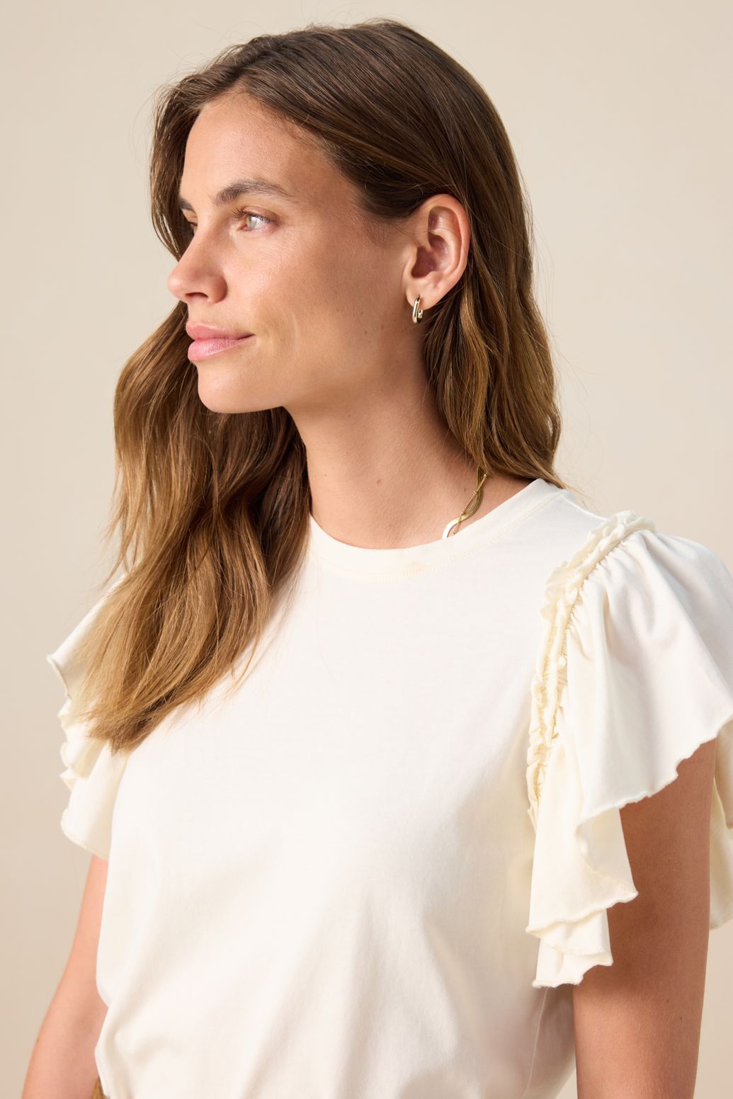 T-shirt avec volants - blanc