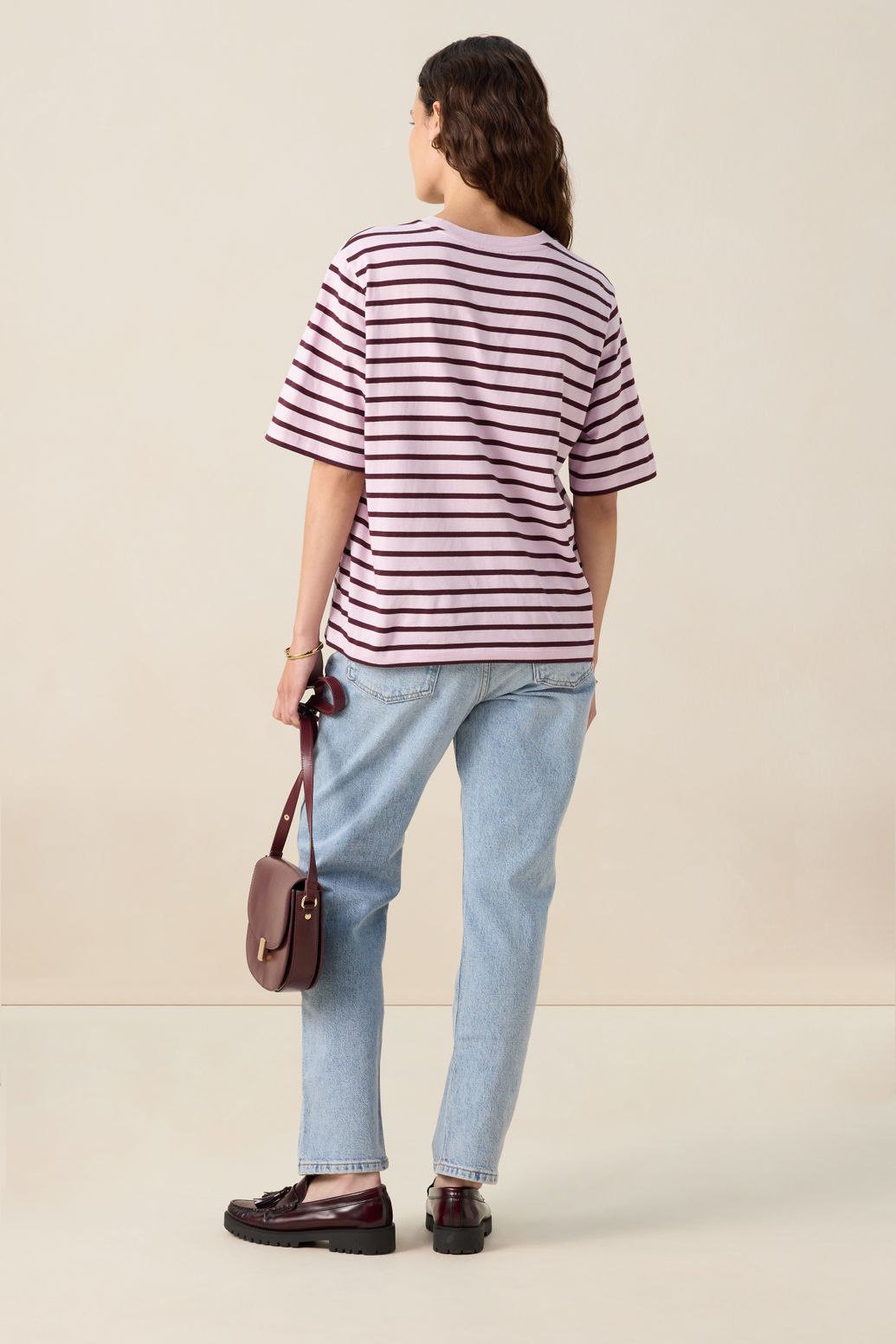 Gestreiftes T-Shirt - rosa