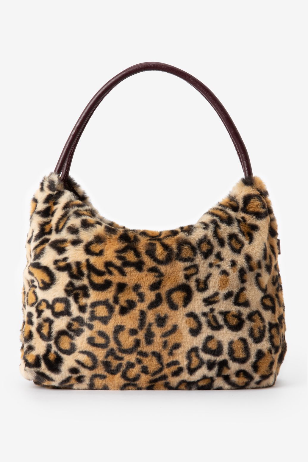 Schultertasche mit Leoprint zum Wenden - braun