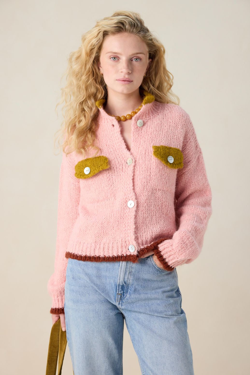 Gilet color block - rose