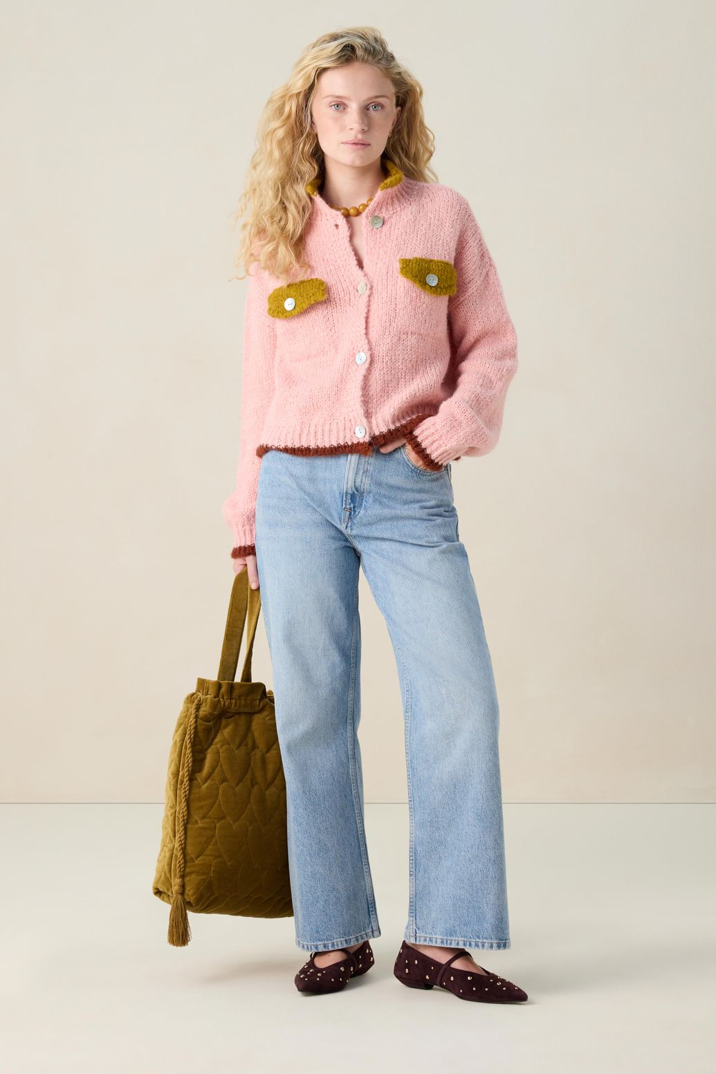 Gilet color block - rose