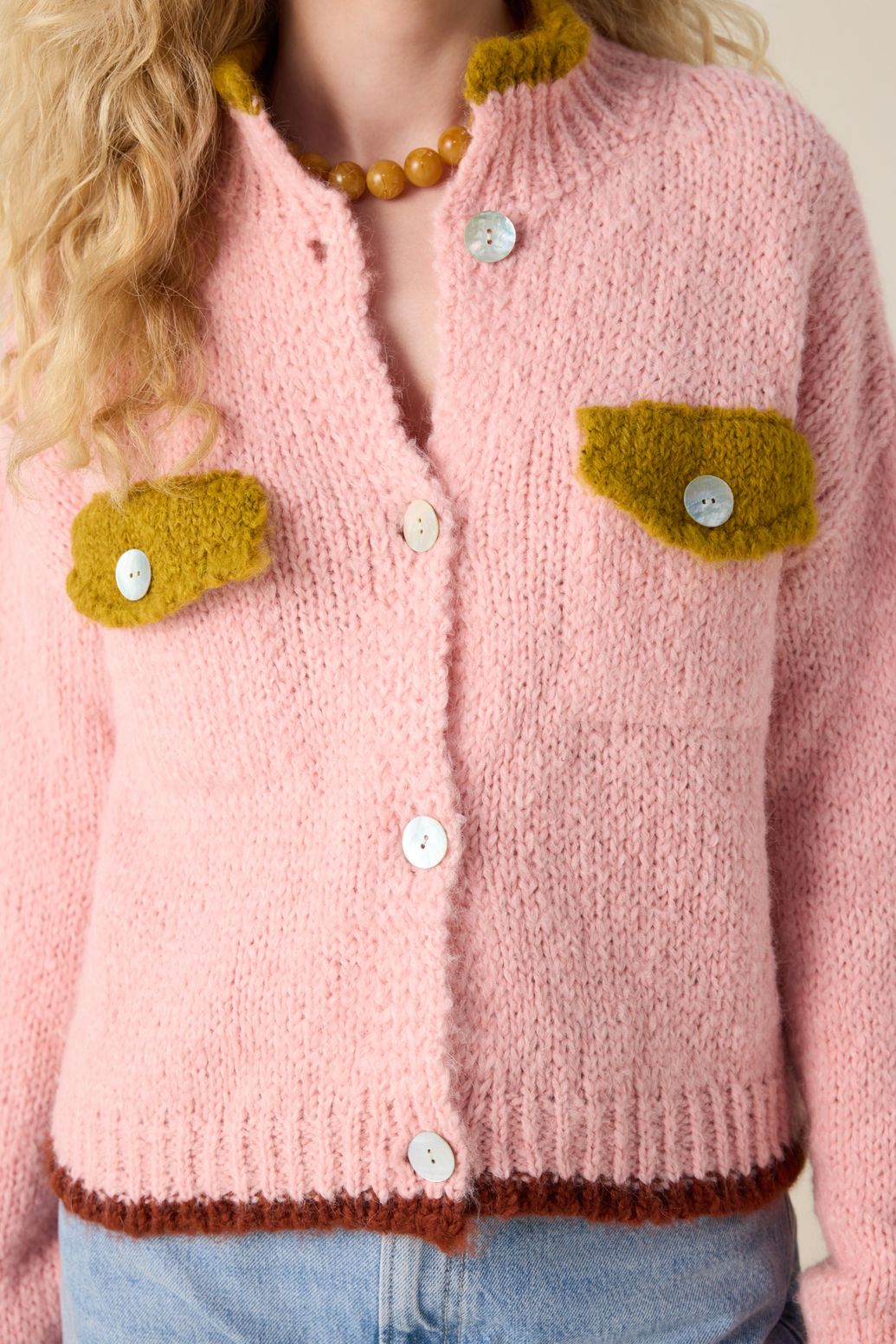 Gilet color block - rose