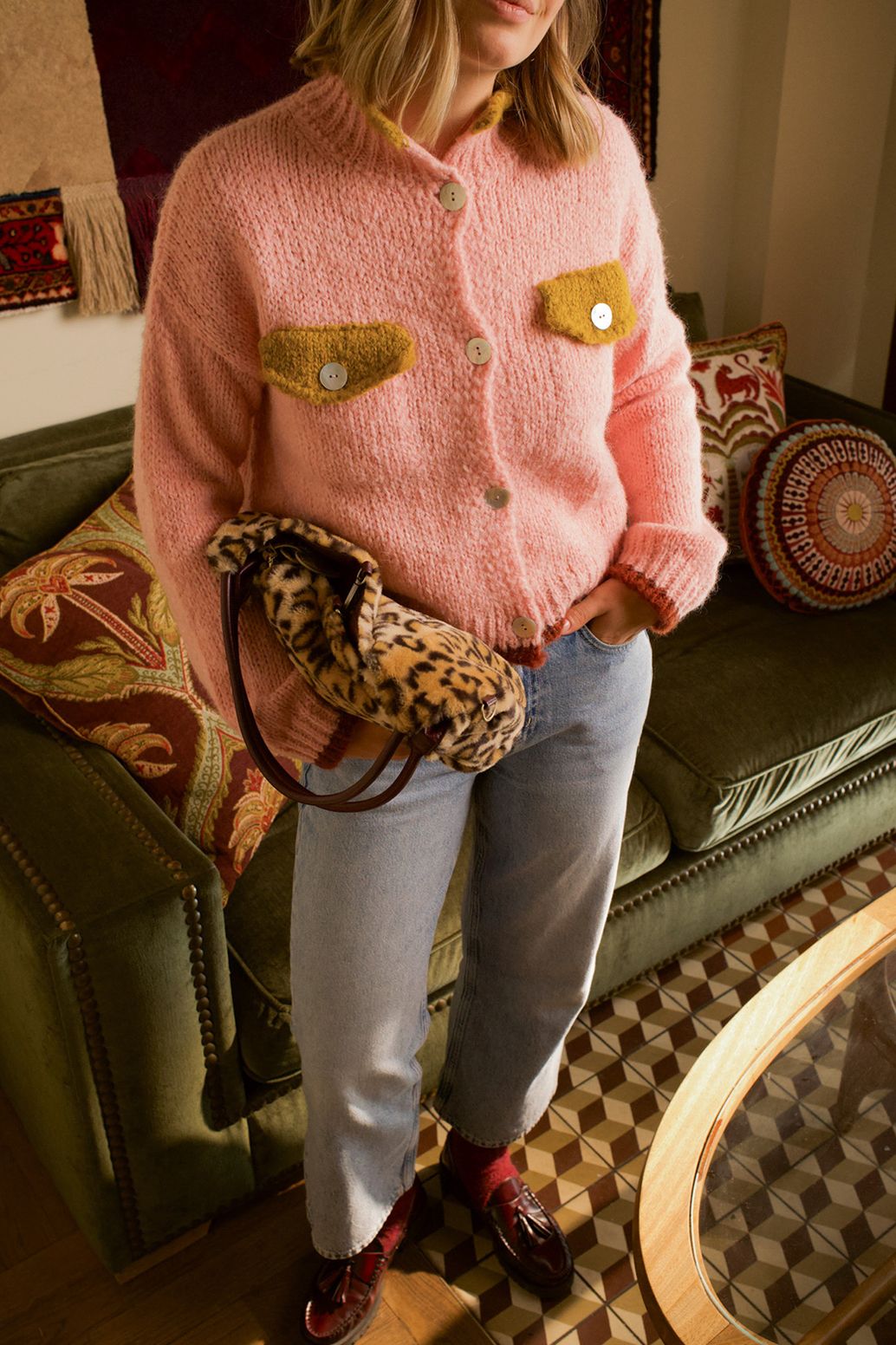 Gilet color block - rose