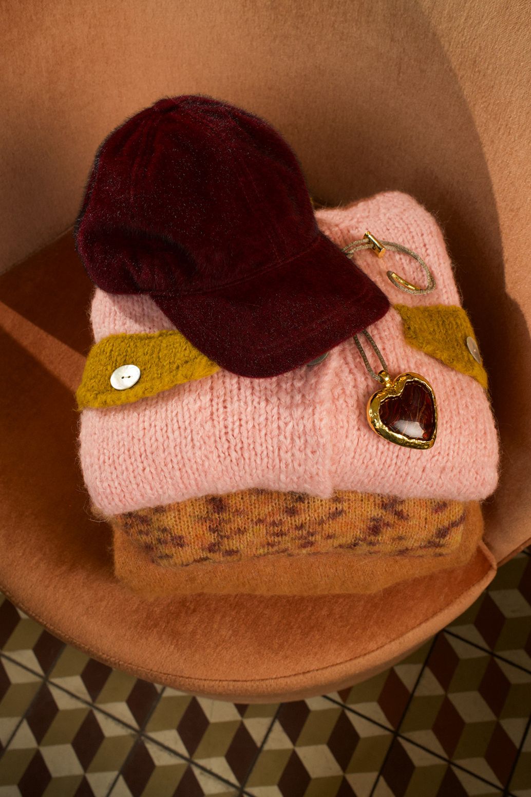 Gilet color block - rose