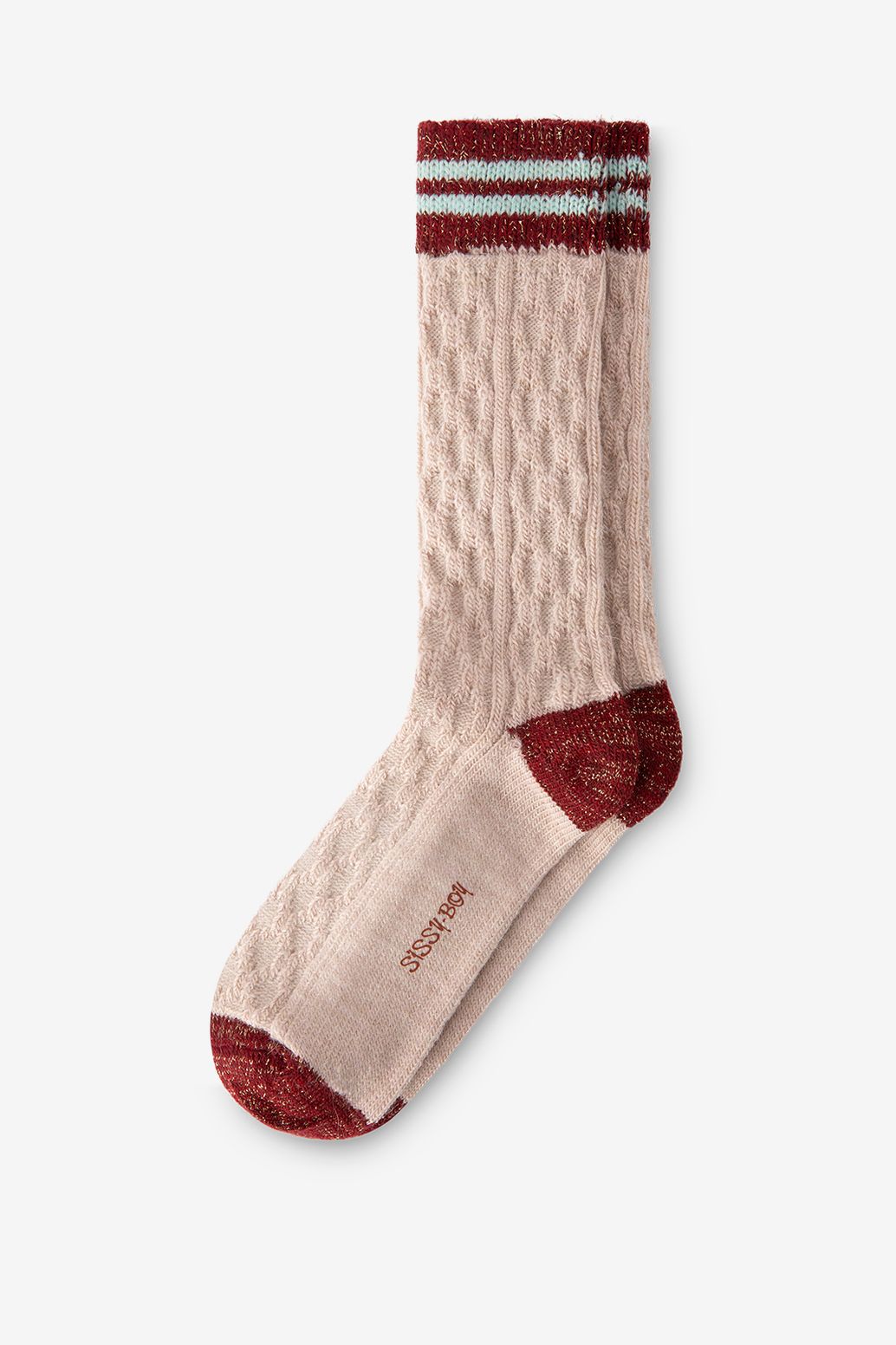Chaussettes torsadées avec rayures - rose