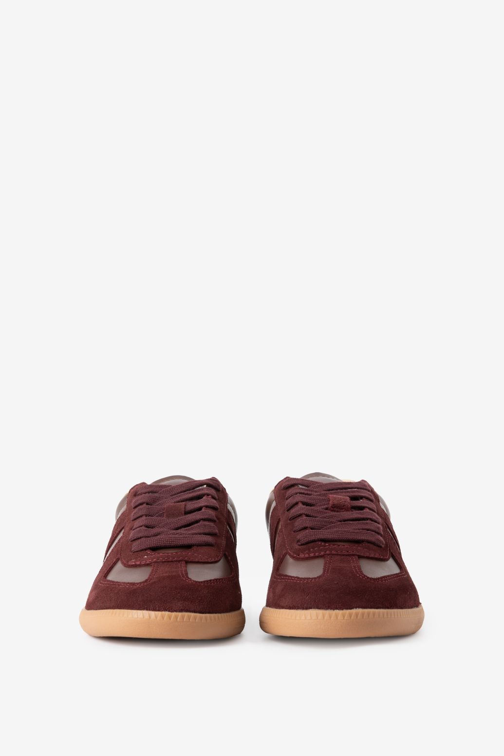 Baskets en cuir et daim - rouge foncé