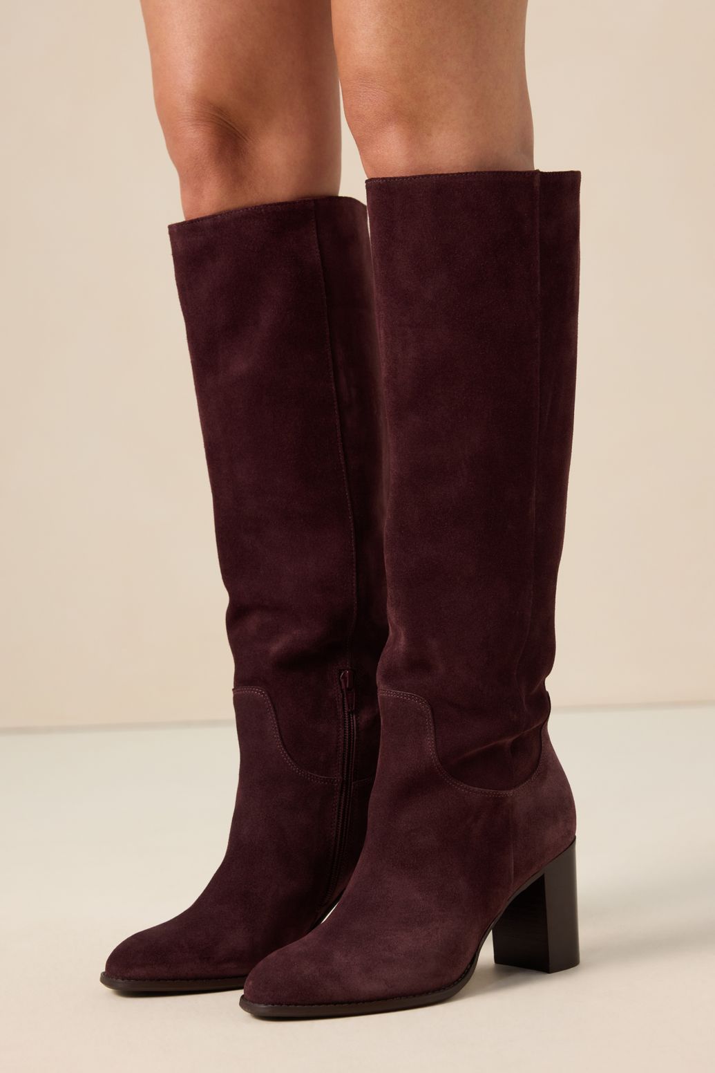 Bottes en daim - rouge foncé