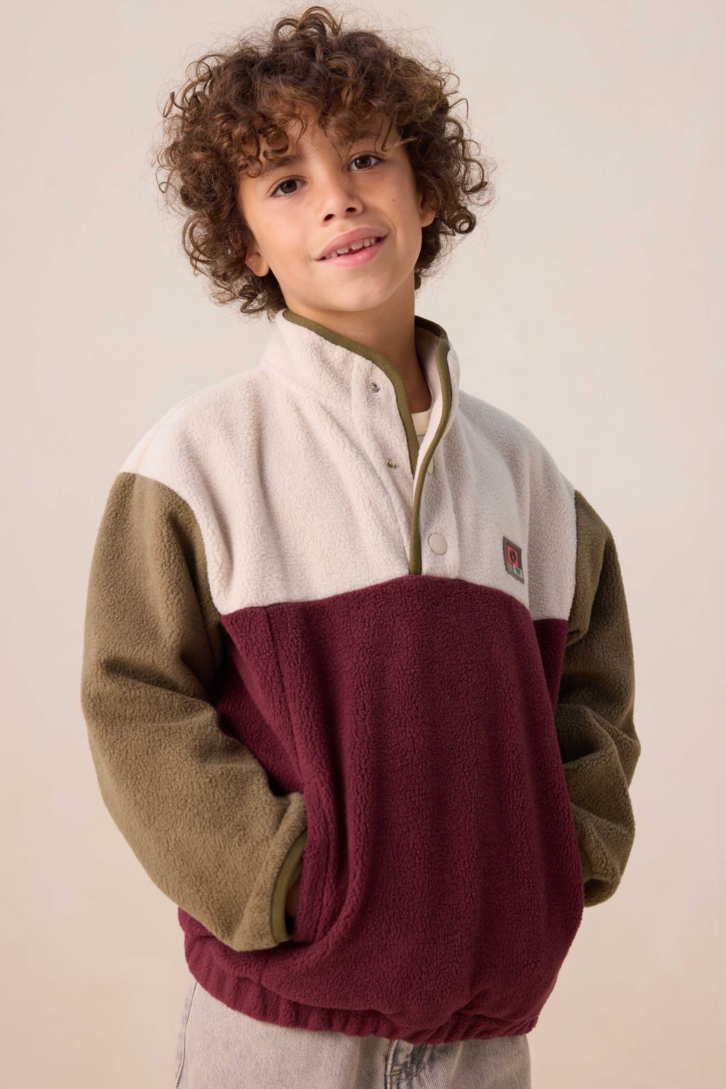 Multicolour teady sweater met zakken