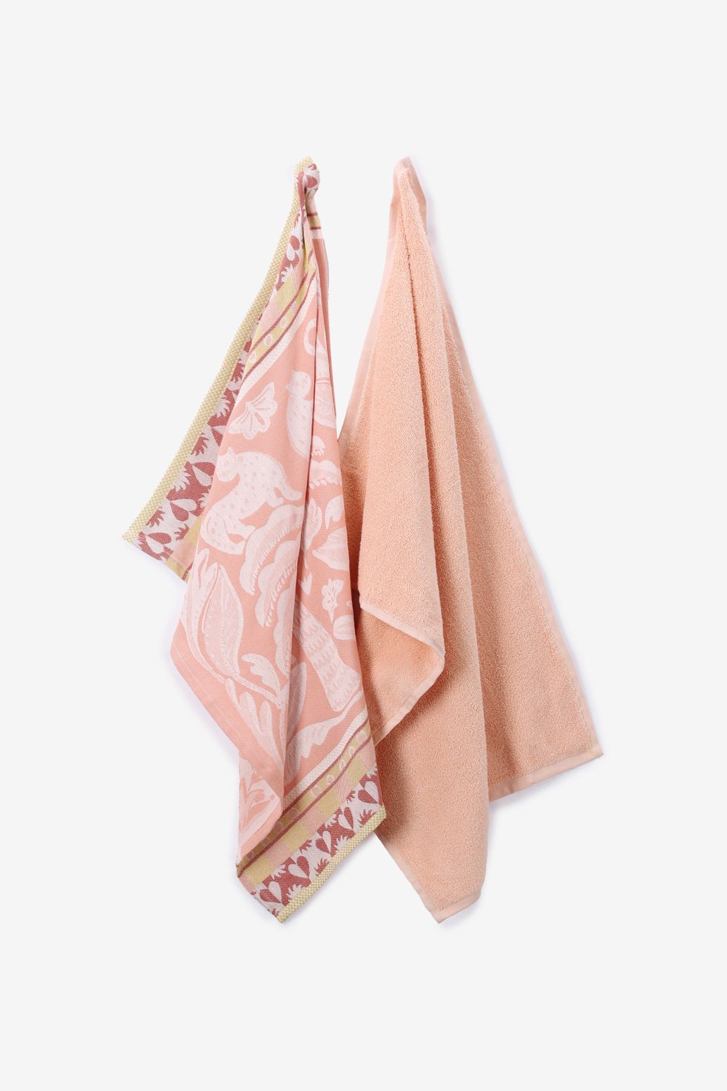 Lichtoranje handdoek en theedoek