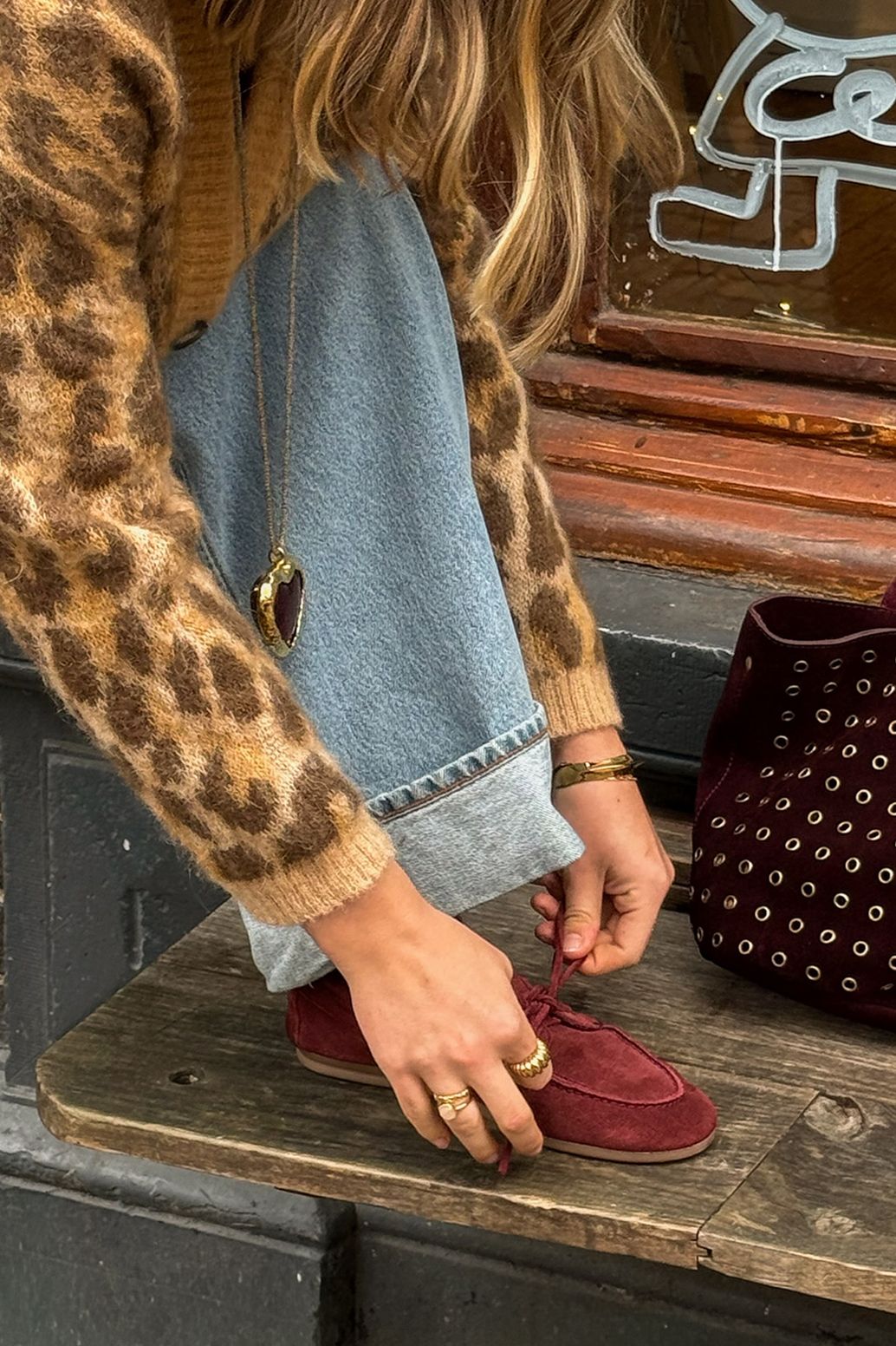 Chaussures bateau en daim - rouge foncé