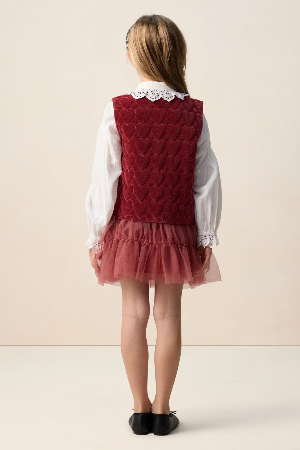 Samt-Weste mit Herzmuster - dunkelrot