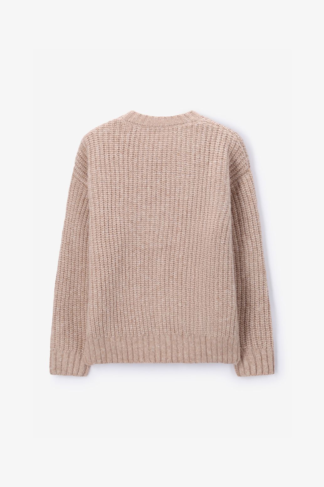 Pull grosse maille en laine - beige