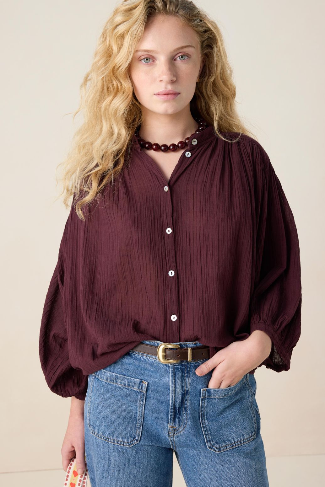 Donkerbruine oversized blouse