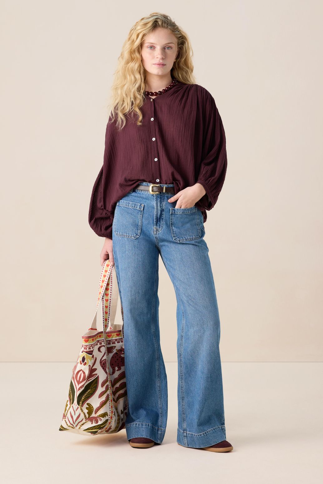 Blouse ample - marron foncé