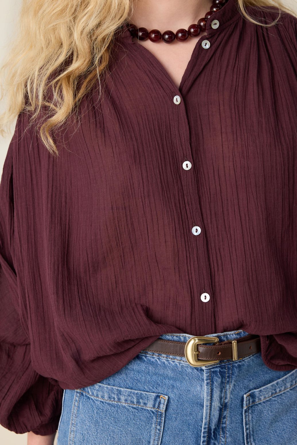 Oversize-Bluse - dunkelbraun