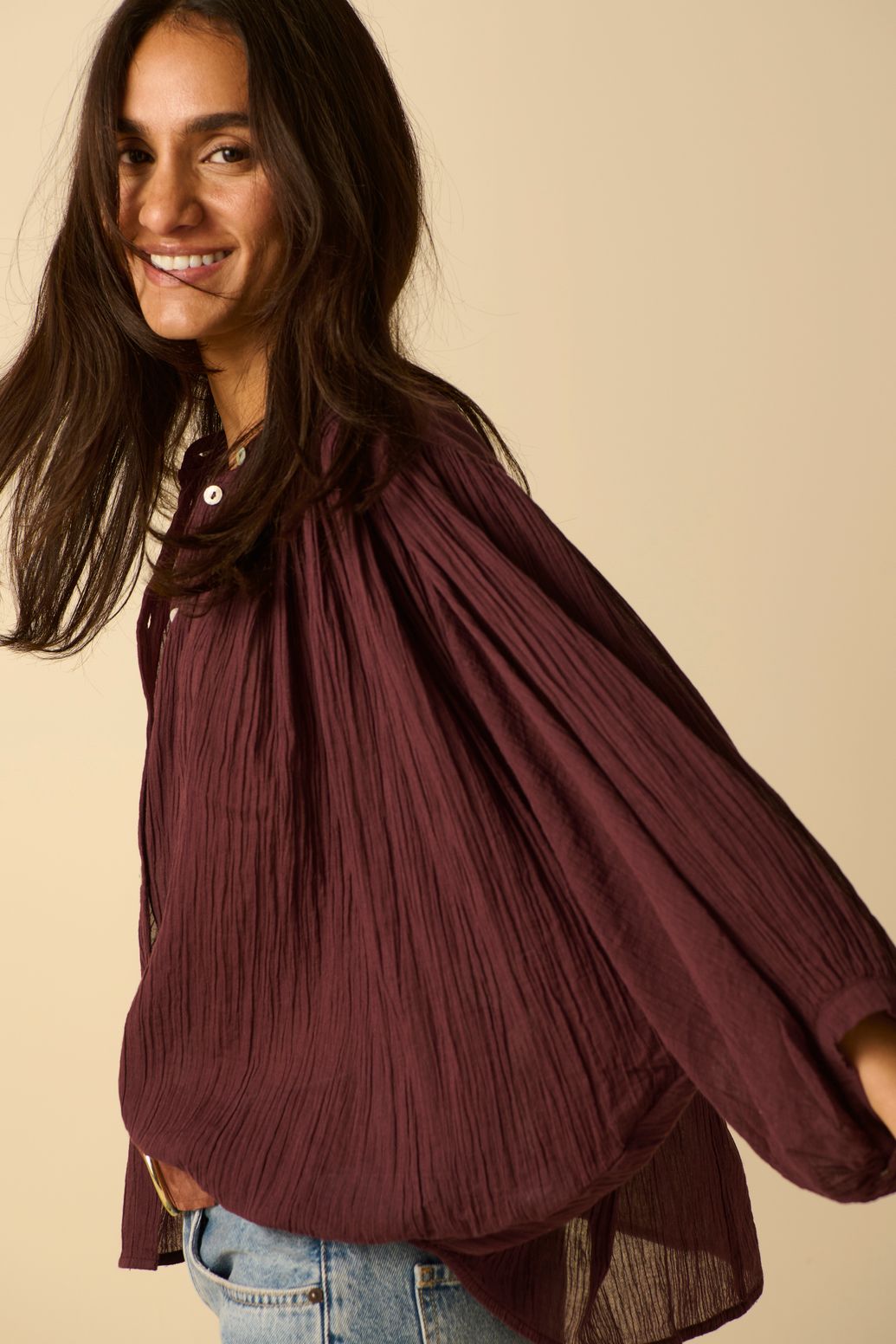 Oversize-Bluse - dunkelbraun