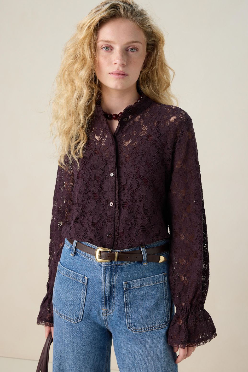 Paarse kanten blouse