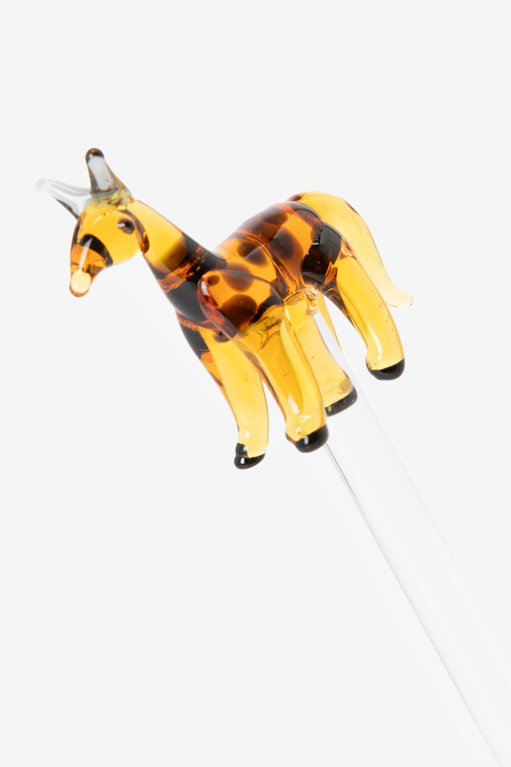 Glazen cocktail roerstaafje met giraffe